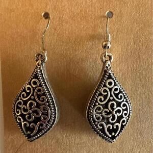 Silvertone Filigree Teardrop Earrings
